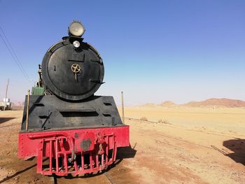 Old steam train in wadi rum desert