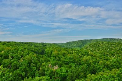 Scenic view of landscape against cloudy sky