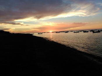 Scenic view of sea at sunset
