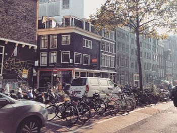 Cars parked in front of building