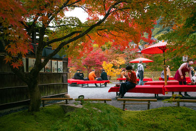 People in park during autumn