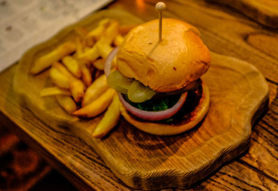 London burger and chips in a traditional pub restaurant, uk