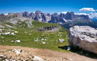 Scenic view of rocky mountains against sky