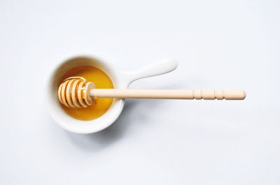 High angle view of eggs on white background
