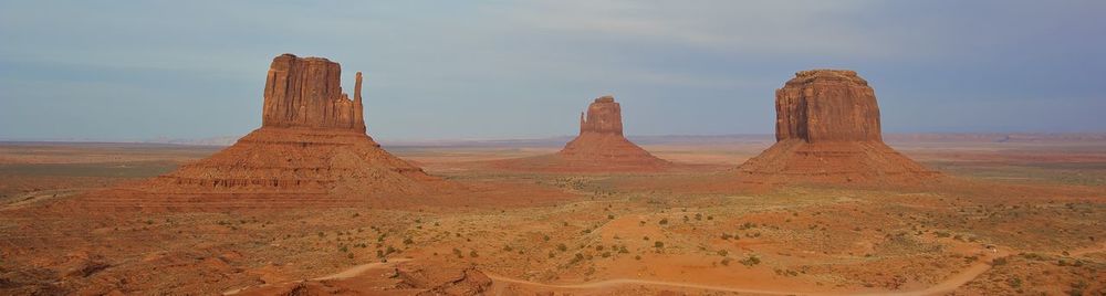 Scenic view of sand dunes against sky