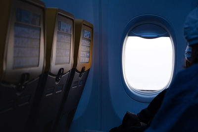 Woman traveling in airplane