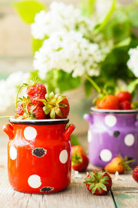 Close-up of red berries on table