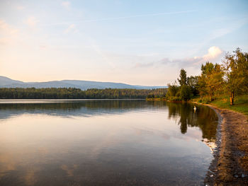 Scenic view of lake against sky