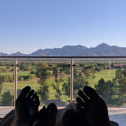 Scenic view of mountains against clear sky