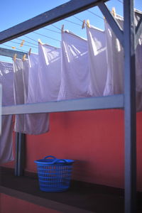 Low angle view of clothes drying on clothesline