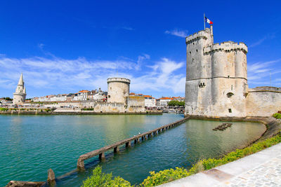 Fort by lake in city