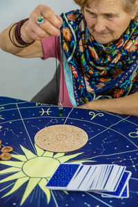 Cropped hand of person painting on map