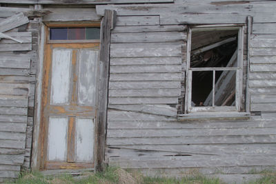 Closed wooden door of house