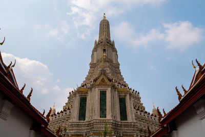 Low angle view of temple building against sky