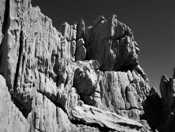 Low angle view of rock formations