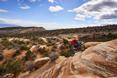 A mountain biker rides the ribbon trail in grand junction, colorado.