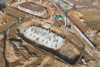 High angle view of construction site