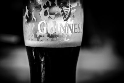 Close-up of beer glass