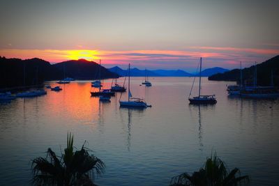 Scenic view of sunset over lake