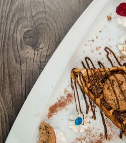 High angle view of cake on table