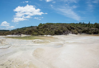 Scenic view of beach against sky