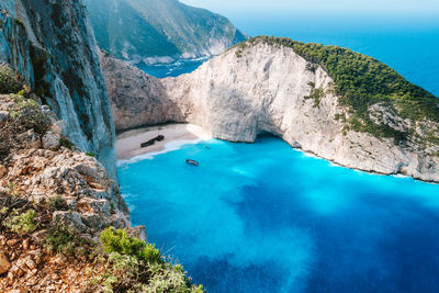 Scenic view of sea and rocks