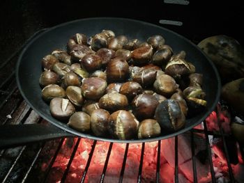 High angle view of eggs in container