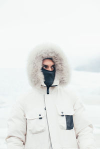 Man wearing warm clothing during winter