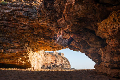 Low angle view of rock formations