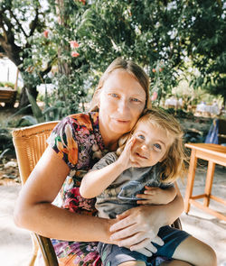 Portrait of mother and daughter