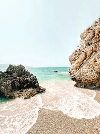 Scenic view of sea against clear sky