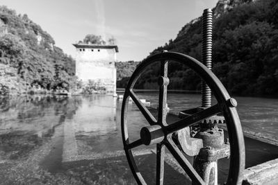 Metal structure in a lake