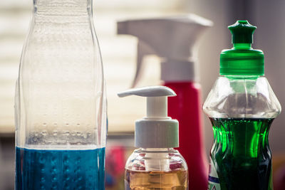 Close-up of bottles on table