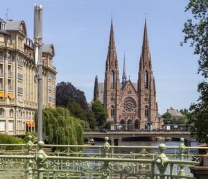 Waterside impression around st pauls church in strasbourg, a city at the alsace region in france