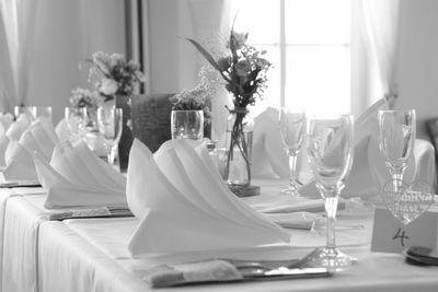 Flower vase on table