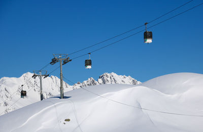 Winter scene at the snowy ski resort of alpe d'huez in isere in france