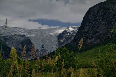 Scenic view of mountains against sky