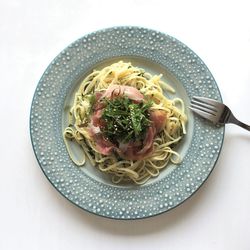 High angle view of meal served in plate