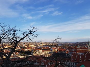 High angle view of townscape against sky