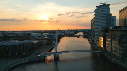 Scenic view of river against sky during sunset