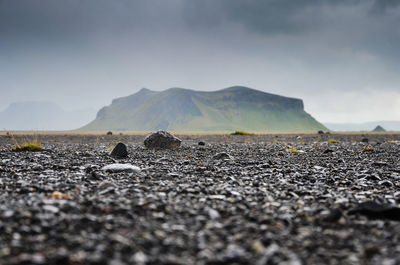 Scenic view of shore against sky