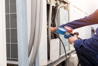 Man working in train