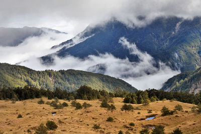 Scenic view of mountains against sky