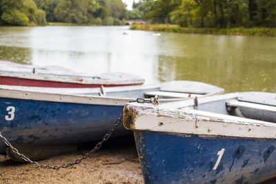 Boat moored on shore