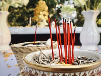 Remains of incense in a ritual