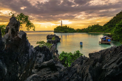 Scenic view of sea against sky during sunset