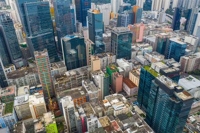 Aerial view of modern buildings in city