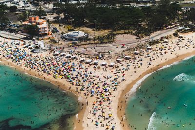 Aerial view of people at beach