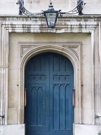 Closed door of building