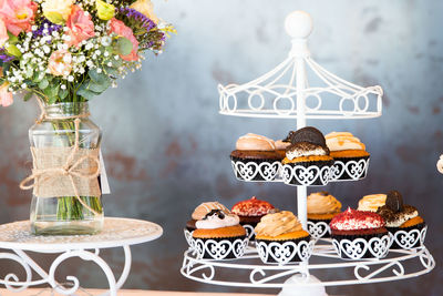 High angle view of cake on table